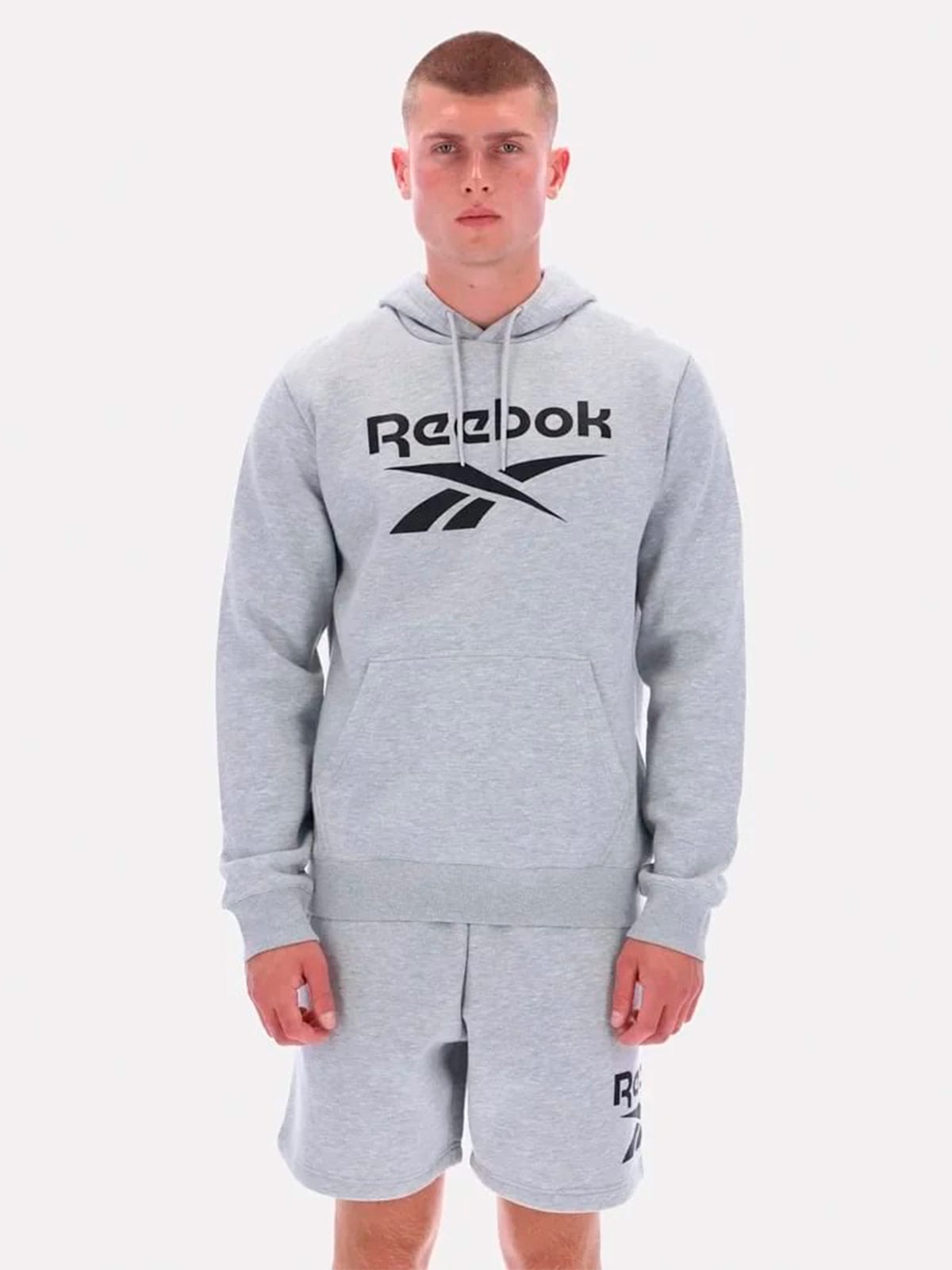 POLERA DEPORTIVA ALGODÓN HOMBRE REEBOK GRIS BIG LOGO - 1