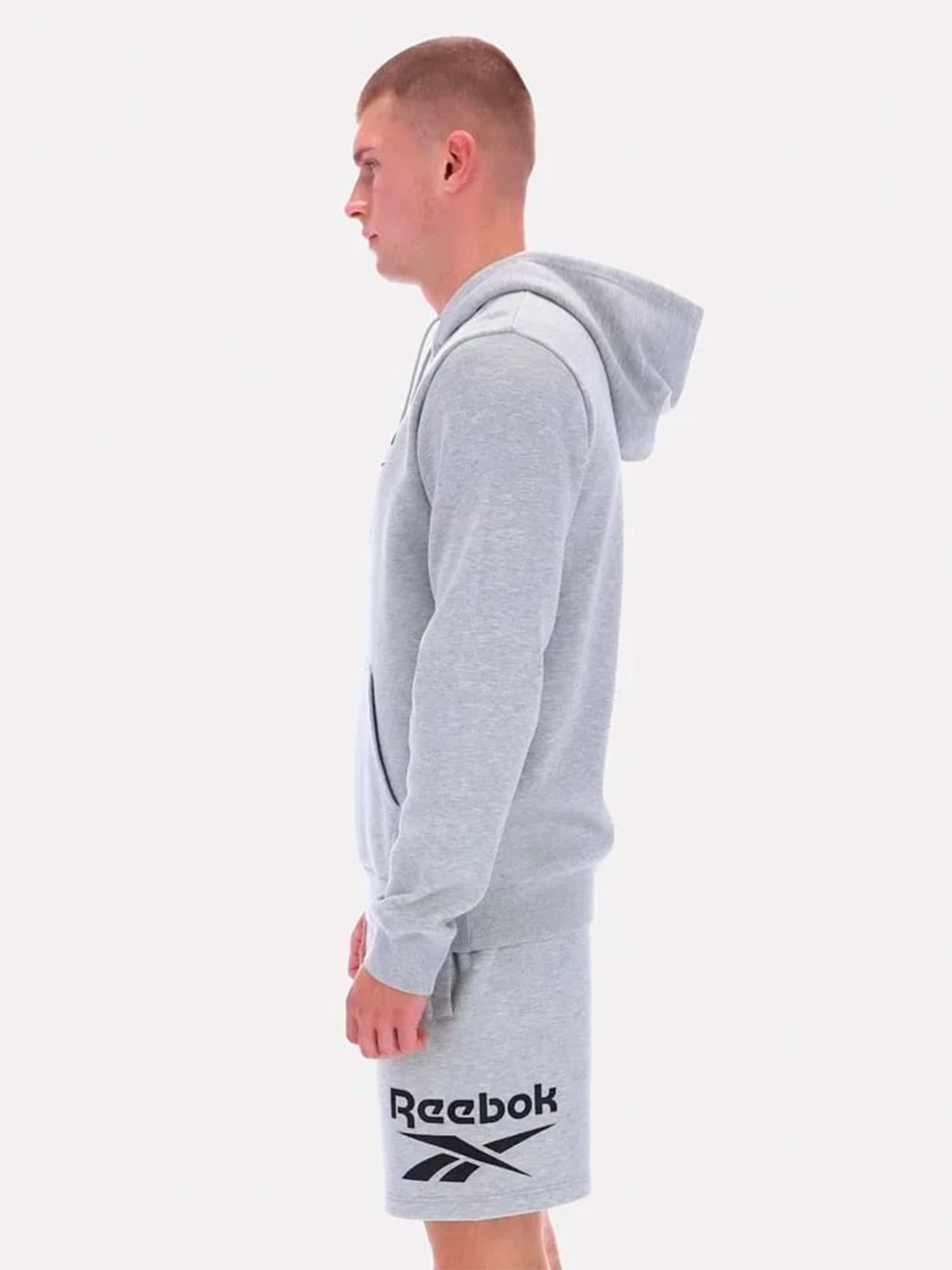 POLERA DEPORTIVA ALGODÓN HOMBRE REEBOK GRIS BIG LOGO - 3