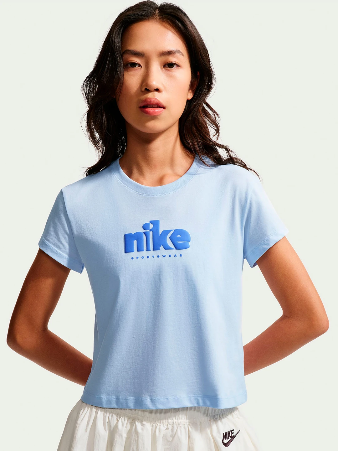 CAMISETA DEPORTIVA MUJER NIKE CELESTE CLUB - 1