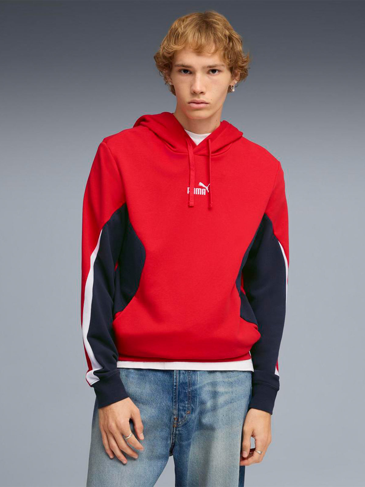 POLERA HOMBRE PUMA ROJO BLOCK HOODIE - 1