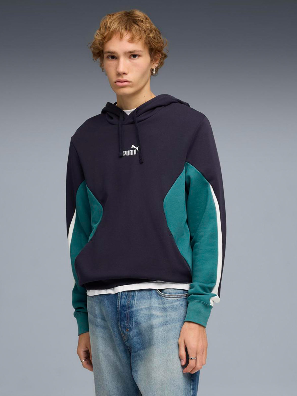 POLERA HOMBRE PUMA AZUL BLOCK HOODIE - 1