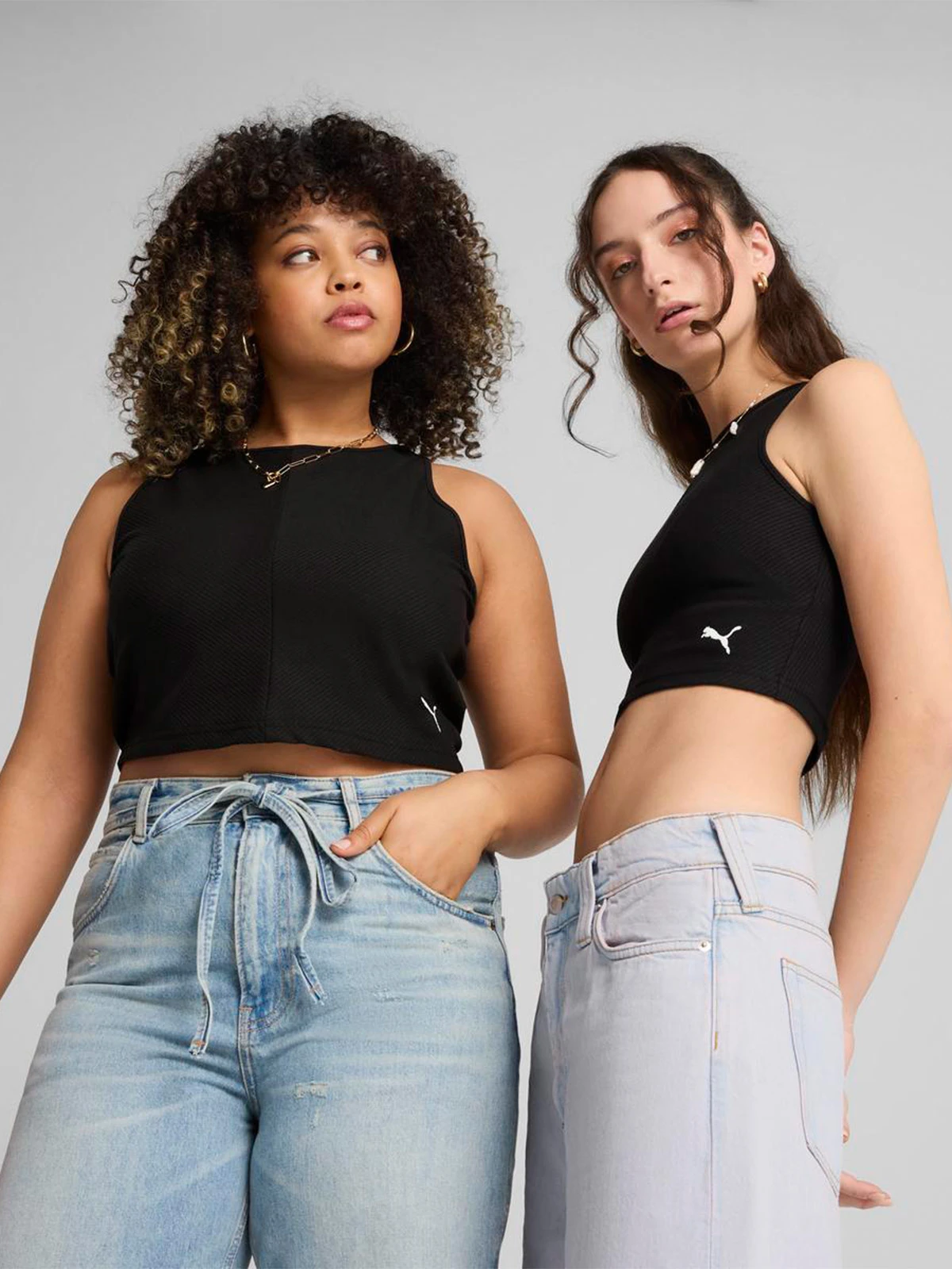 POLO CROP TOP MUJER PUMA NEGRO RIBBED - 1