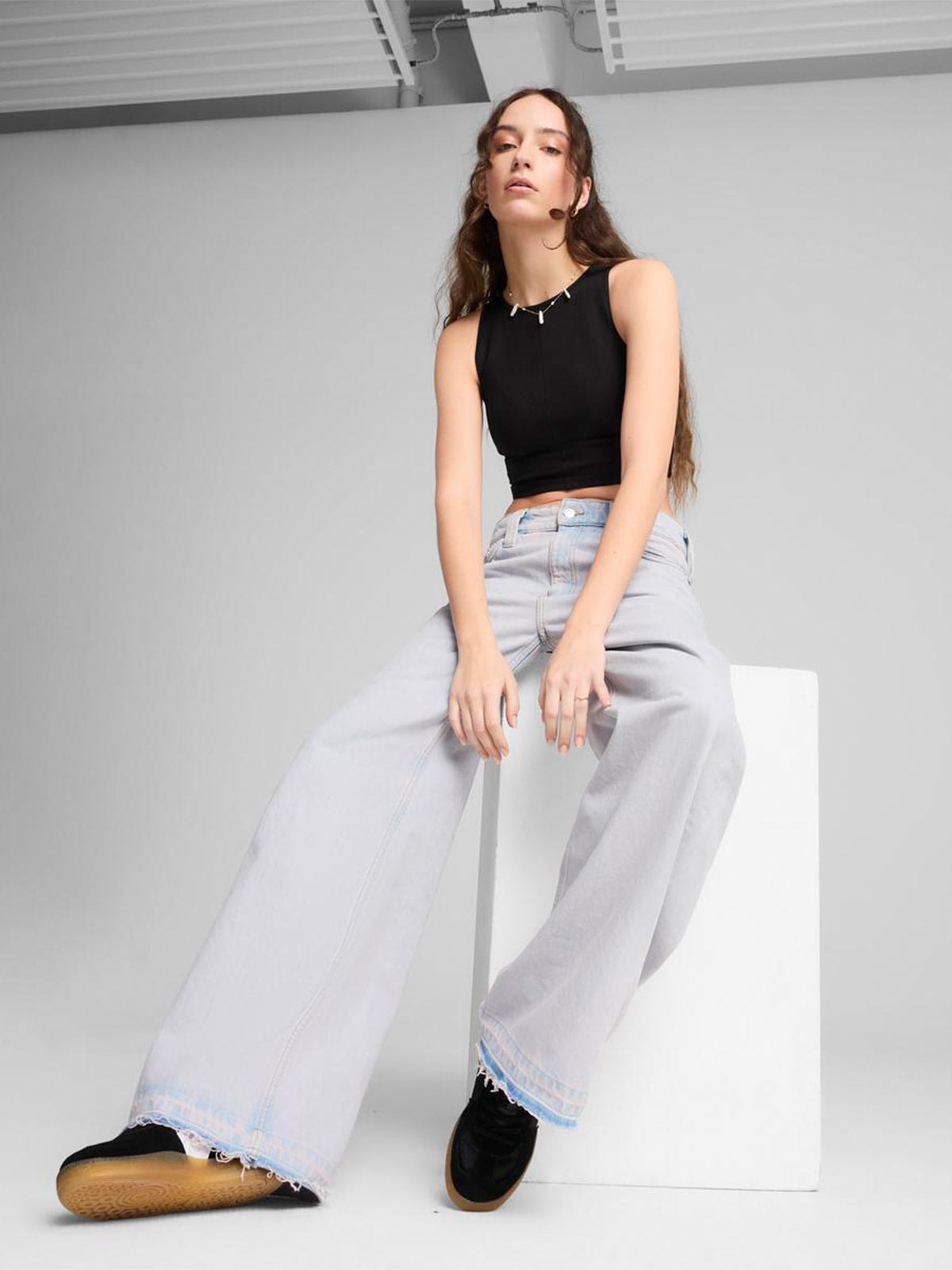 POLO CROP TOP MUJER PUMA NEGRO RIBBED - 3