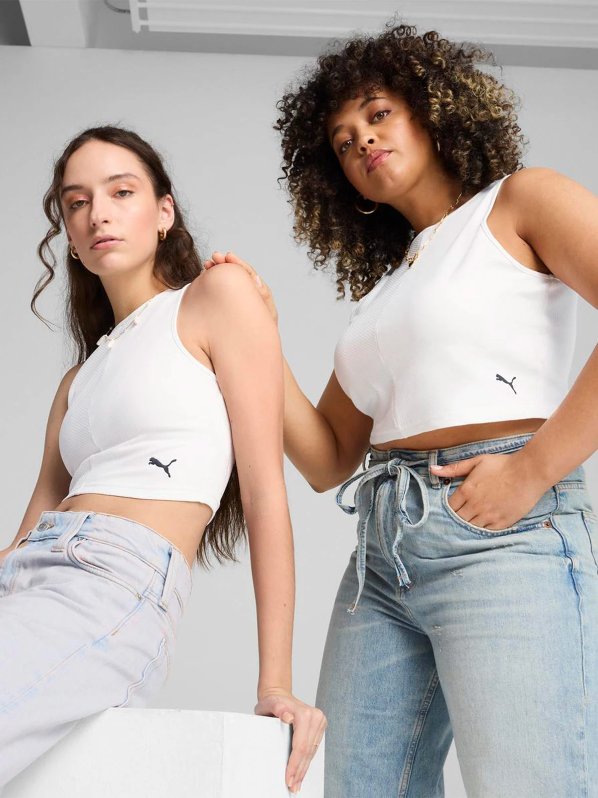 POLO CROP TOP MUJER PUMA BLANCO RIBBED - 1