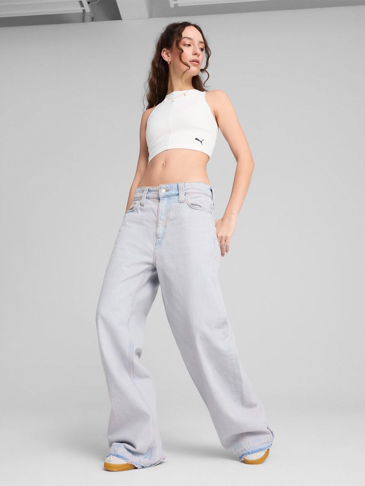 POLO CROP TOP MUJER PUMA BLANCO RIBBED - 3