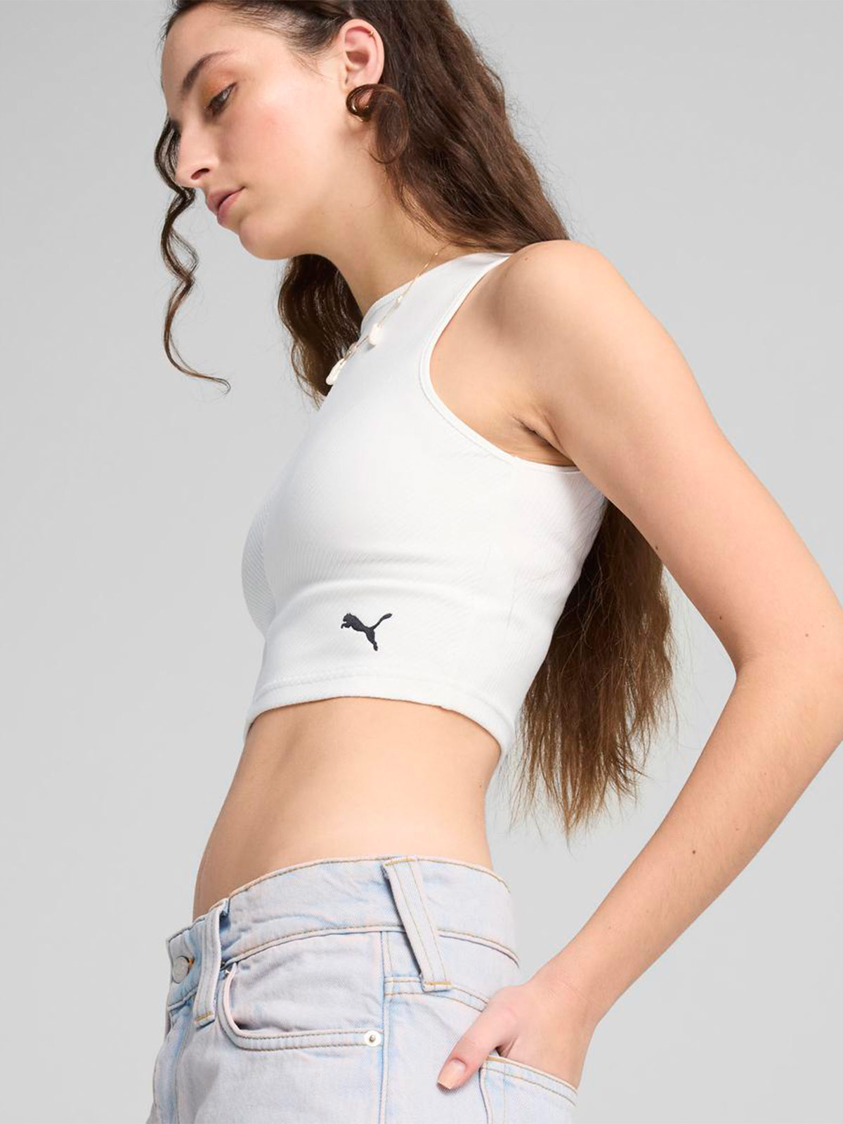 POLO CROP TOP MUJER PUMA BLANCO RIBBED - 2