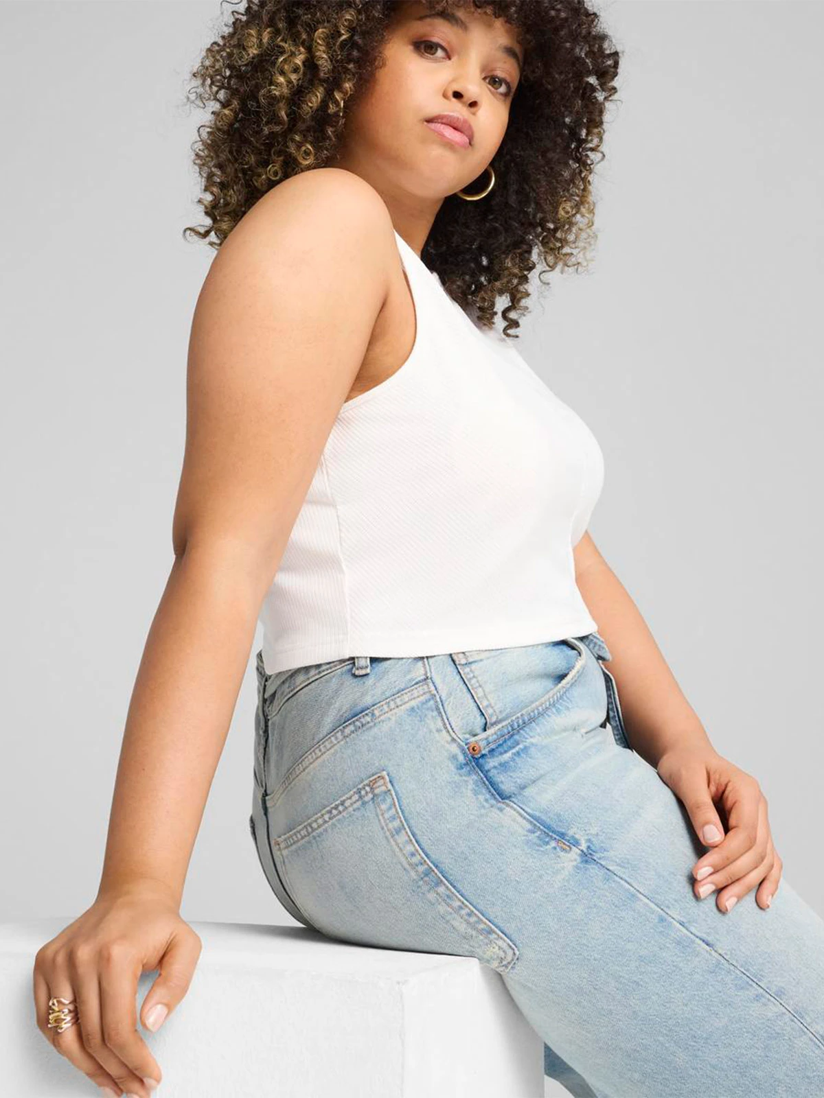 POLO CROP TOP MUJER PUMA BLANCO RIBBED - 5