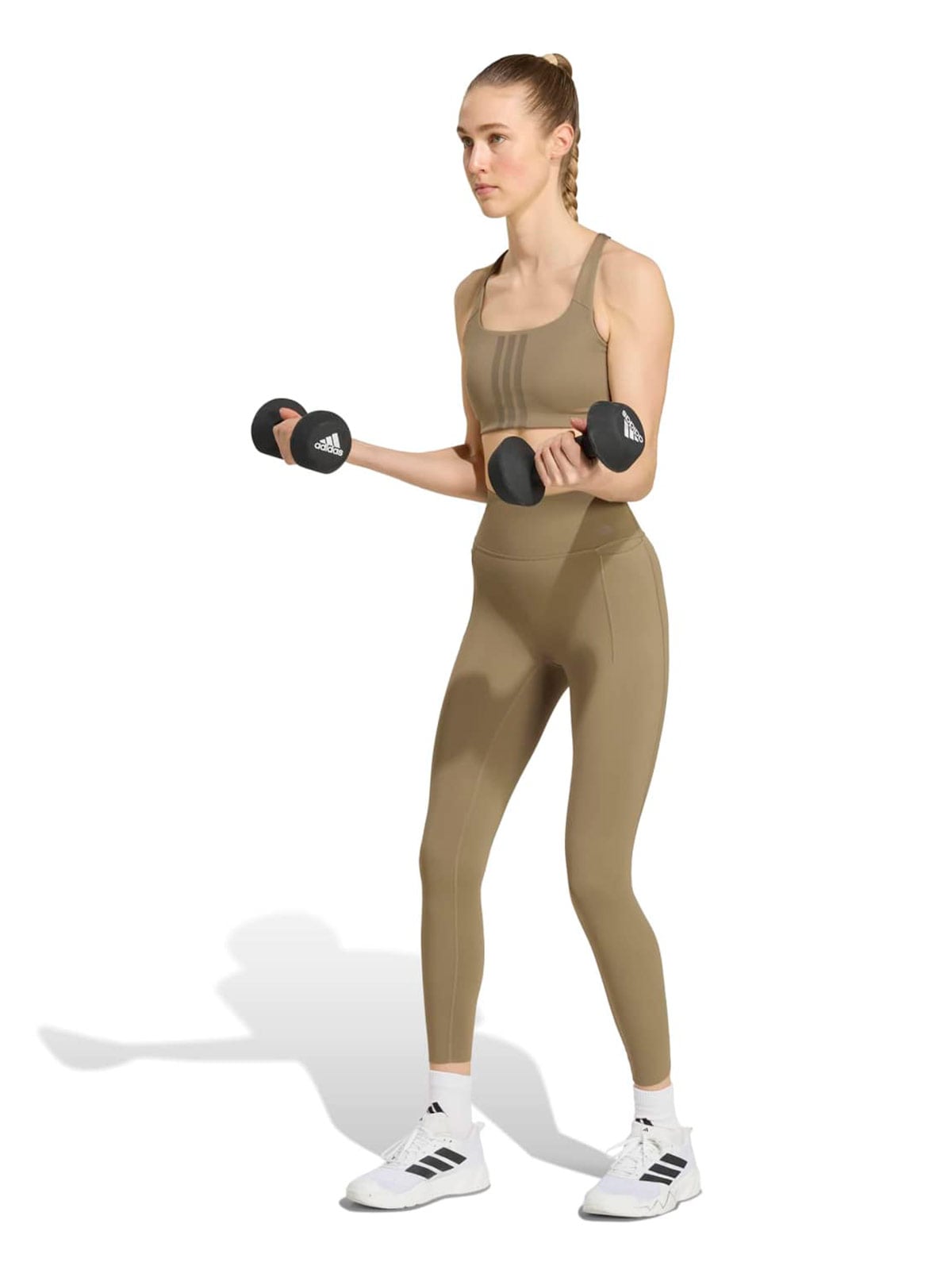 MALLAS LARGAS MUJER ADIDAS BEIGE OPTIME WORKOUT - 4