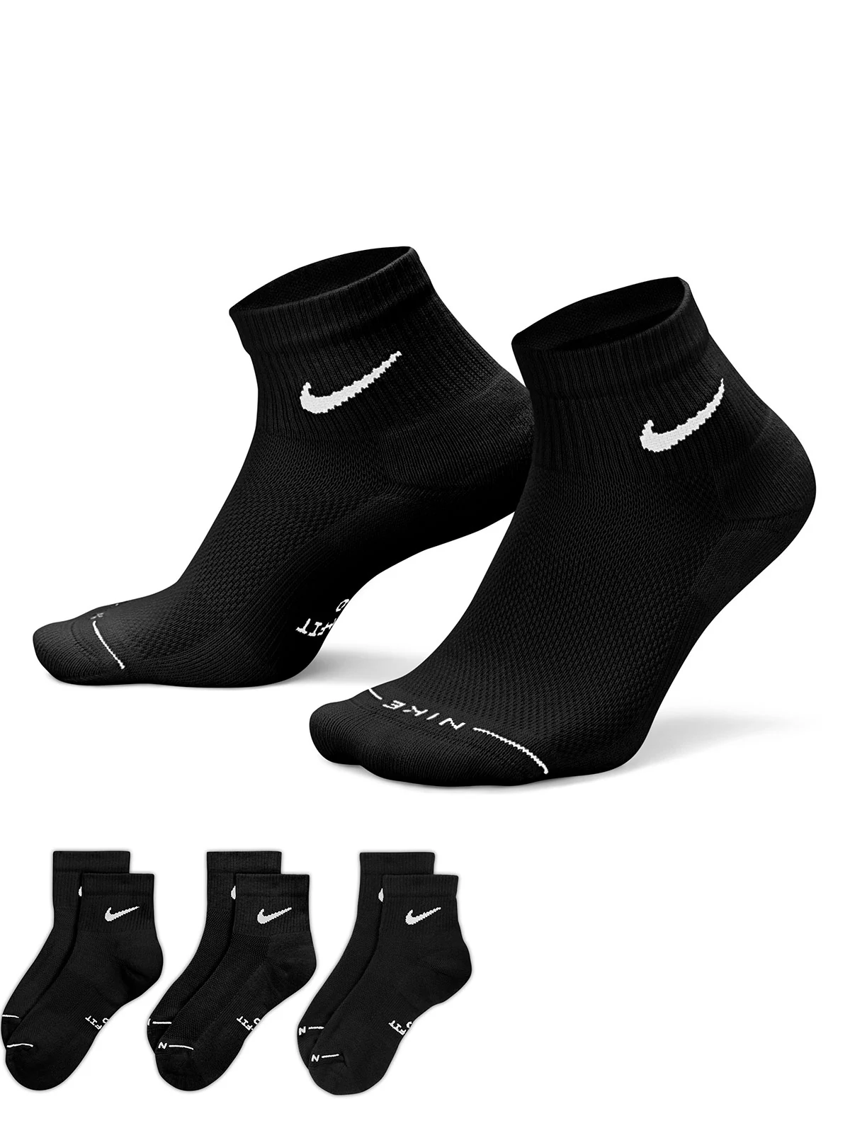 PACK X3 MEDIAS CORTAS UNISEX NIKE NEGRO - 4