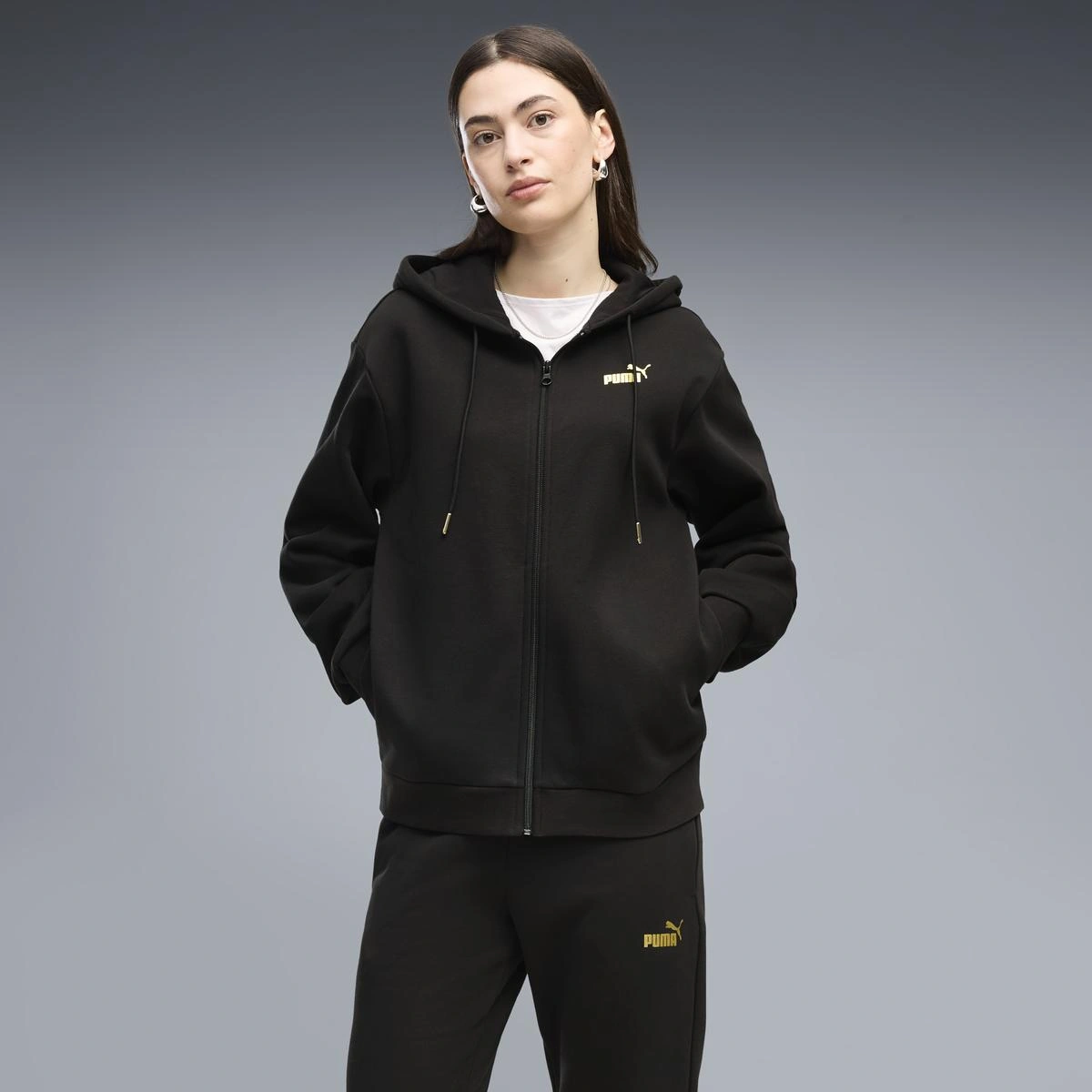 CONJUNTO BUZO MUJER PUMA METALLIC HOODED STANDARD SWEAT SUIT FL OP - 5