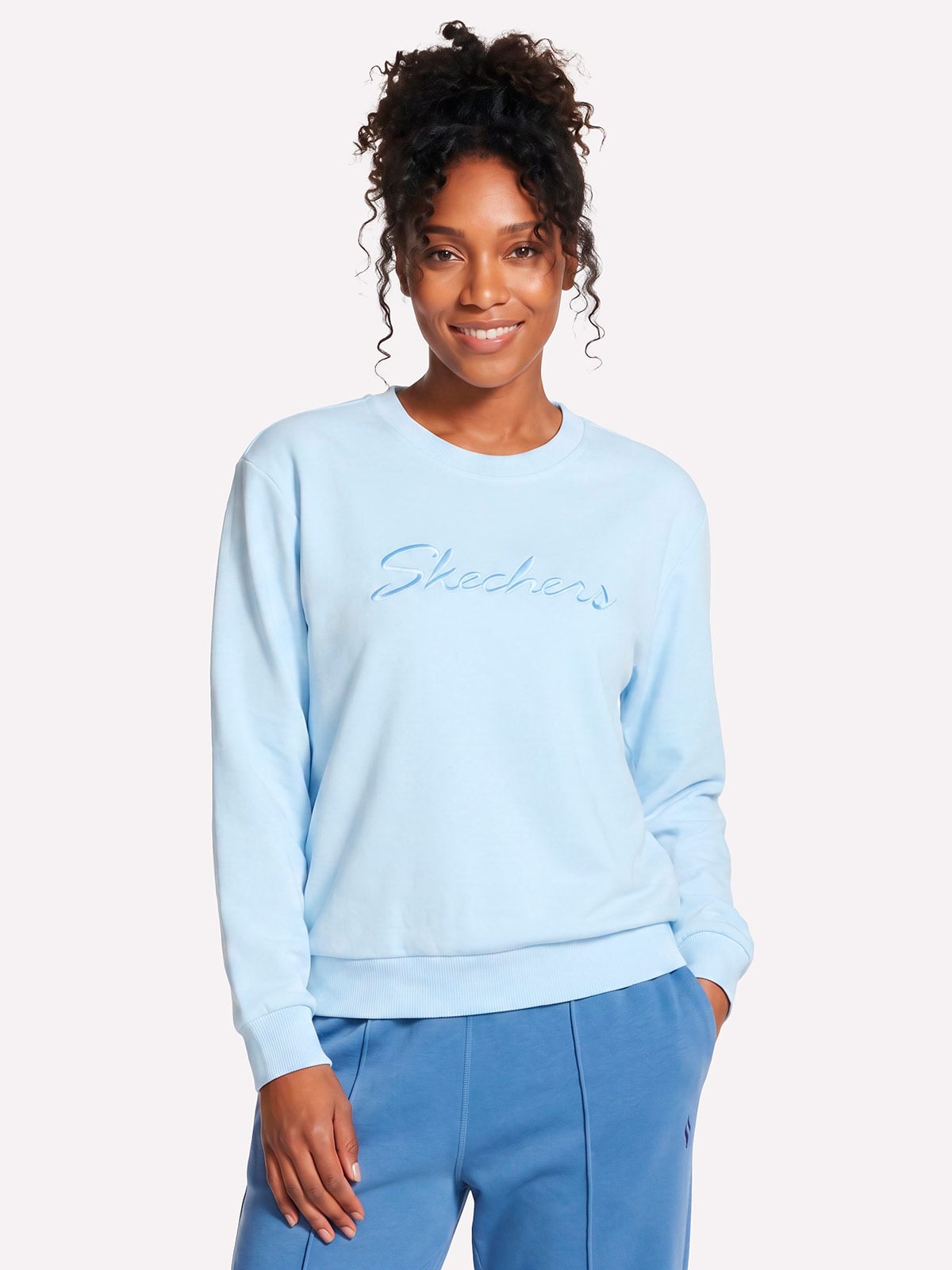 POLERA MUJER SKECHERS AZUL SIGNATURE CREW - 1