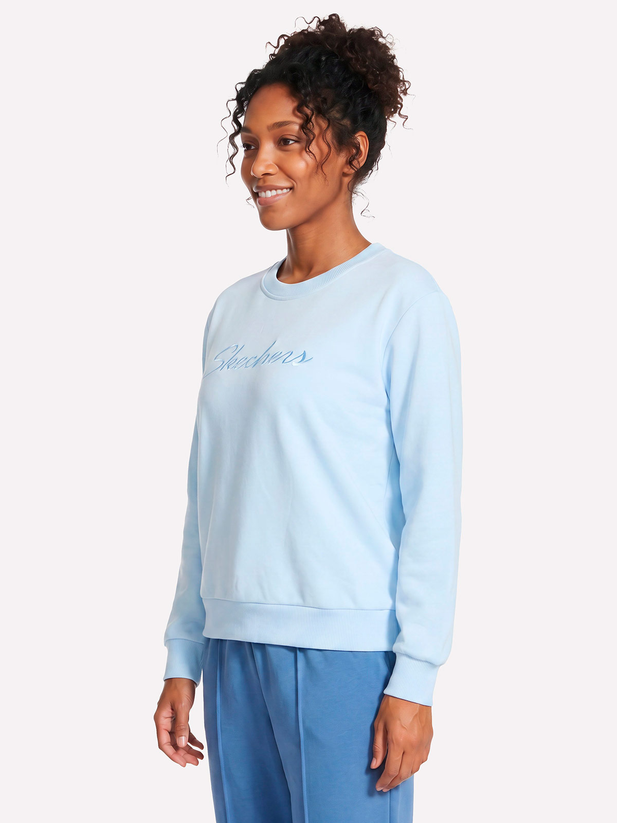 POLERA MUJER SKECHERS AZUL SIGNATURE CREW - 2