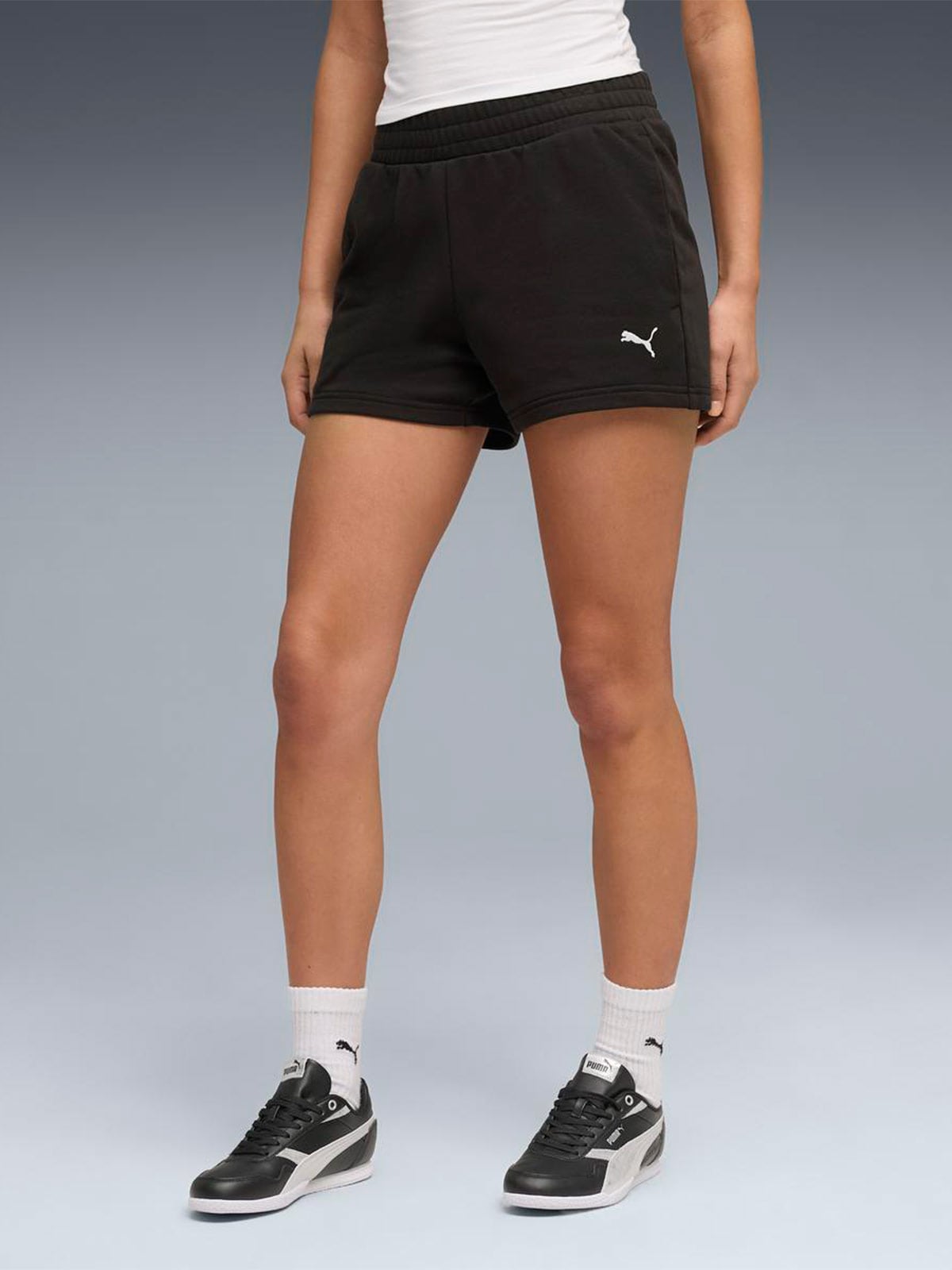 SHORT MUJER PUMA NEGRO CAT LOGO 4" - 1