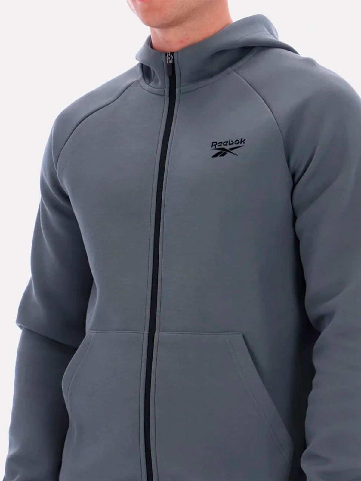 POLERA HOODIE ZIP HOMBRE REEBOK CORE THROUGH - 5