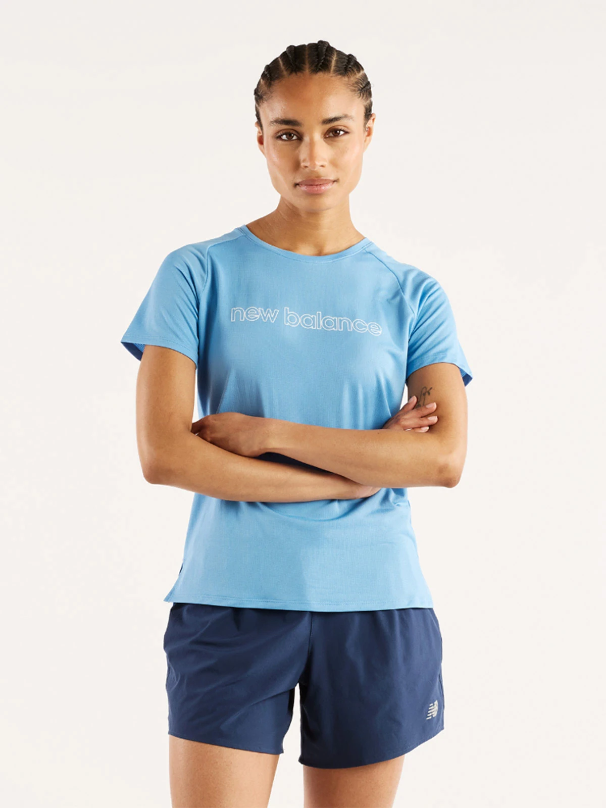 POLO MANGA CORTA MUJER NEW BALANCE AZUL - 1