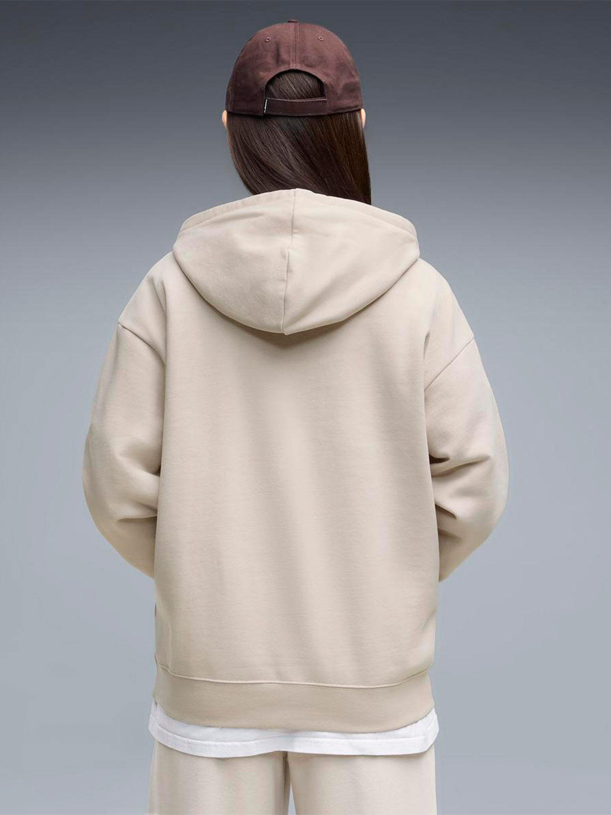 POLERA ALGODÓN HOODIE MUJER PUMA BEIGE RELAXED - 2