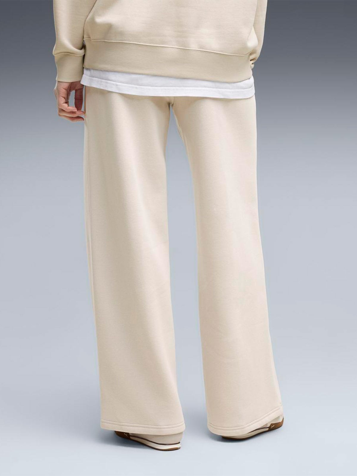 PANTALÓN BUZO ALGODÓN WIDE LEG MUJER PUMA BEIGE COMFORT - 2