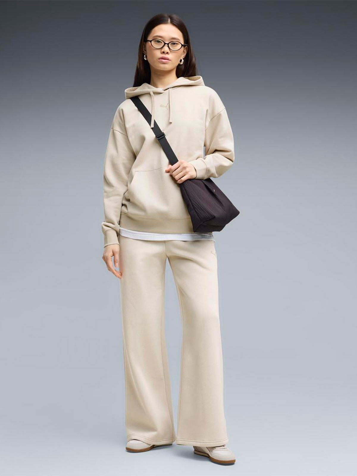 PANTALÓN BUZO ALGODÓN WIDE LEG MUJER PUMA BEIGE COMFORT - 5