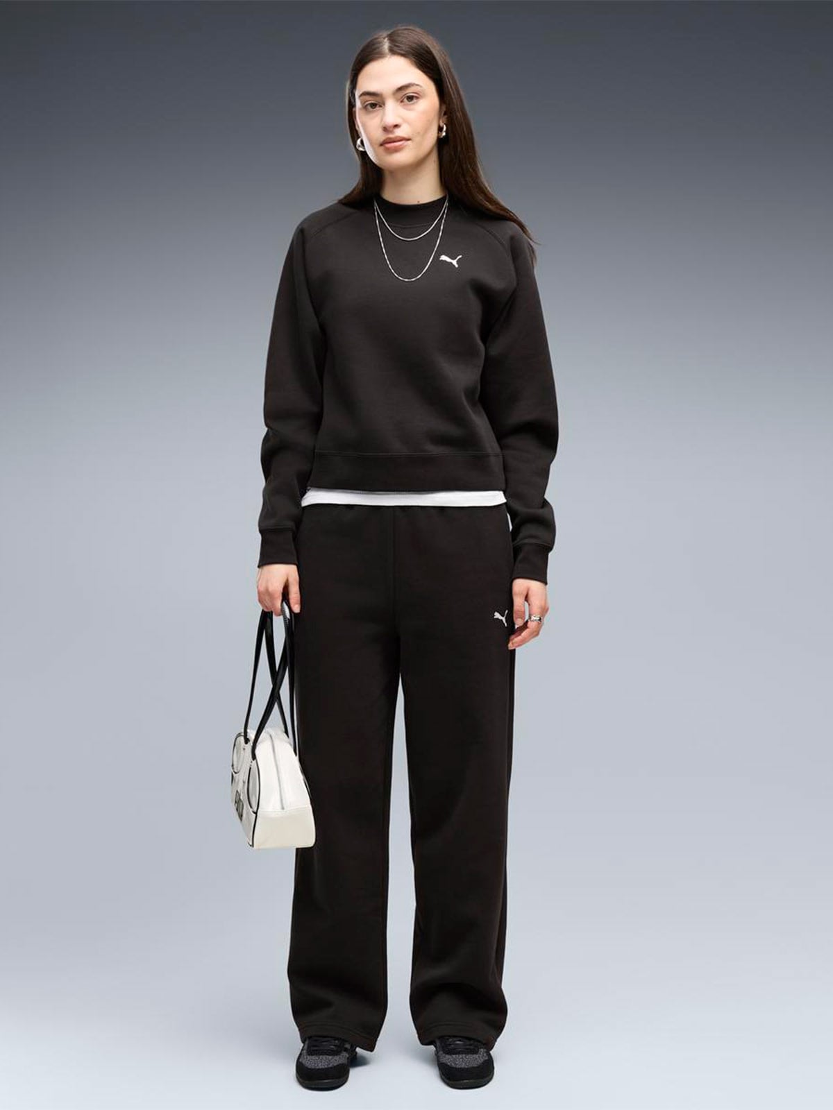 CONJUNTO BUZO MUJER PUMA NEGRO LOUNGEWEAR - 1