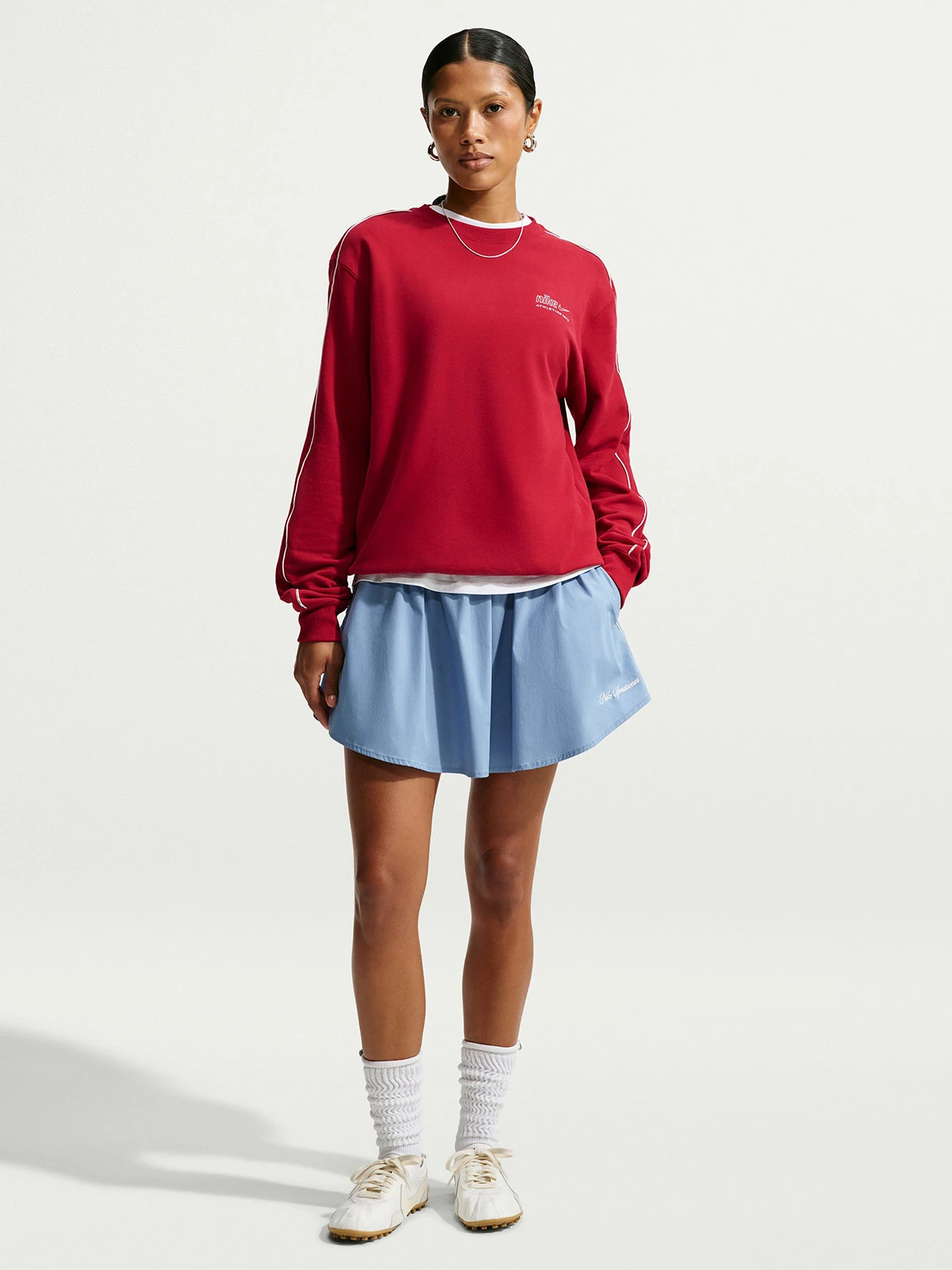POLERA MUJER NIKE STUDIO FLEECE LIGHTWEIGHT GUINDA - 1