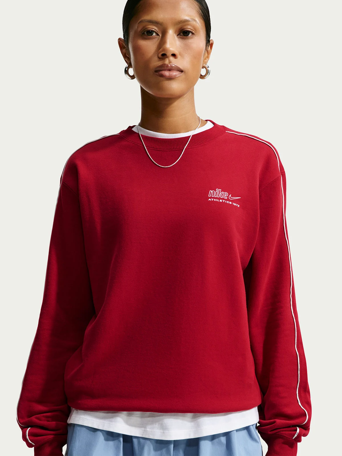 POLERA MUJER NIKE STUDIO FLEECE LIGHTWEIGHT GUINDA - 3