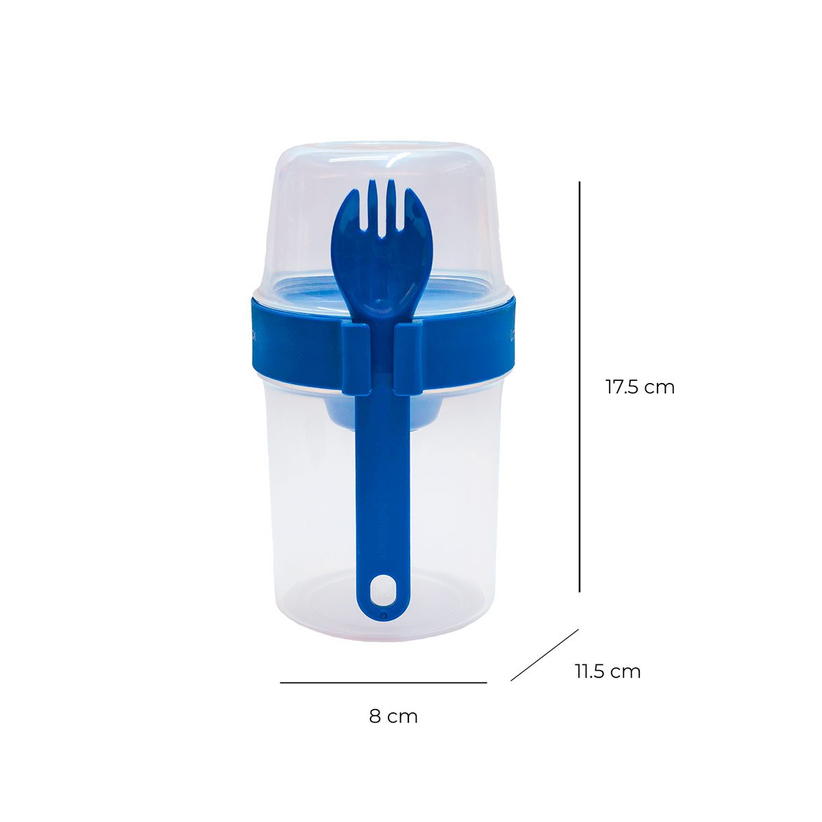TAPER YOGURT TO GO LOCK & LOCK 560 ML + 310 ML + TENEDOR AZUL - 5