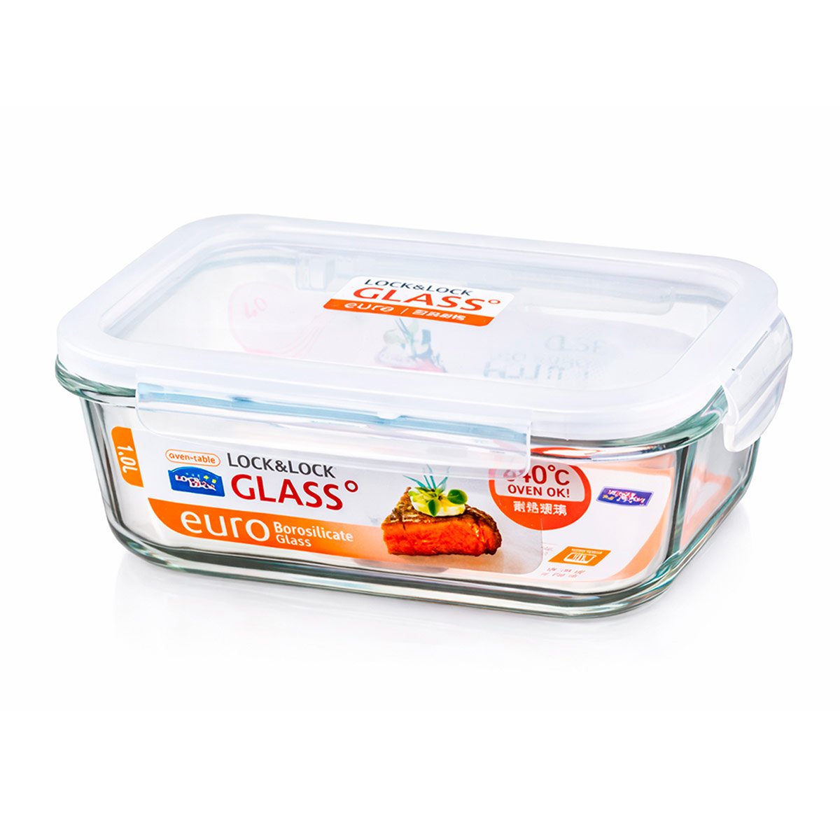 TAPER HERMÉTICO BOROSILICATO EURO RECTANGULAR LOCK & LOCK 1 L - 1