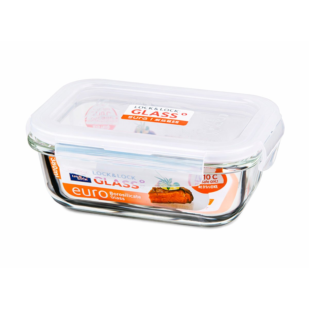 TAPER HERMÉTICO BOROSILICATO EURO RECTANGULAR LOCK & LOCK 380 ML - 1