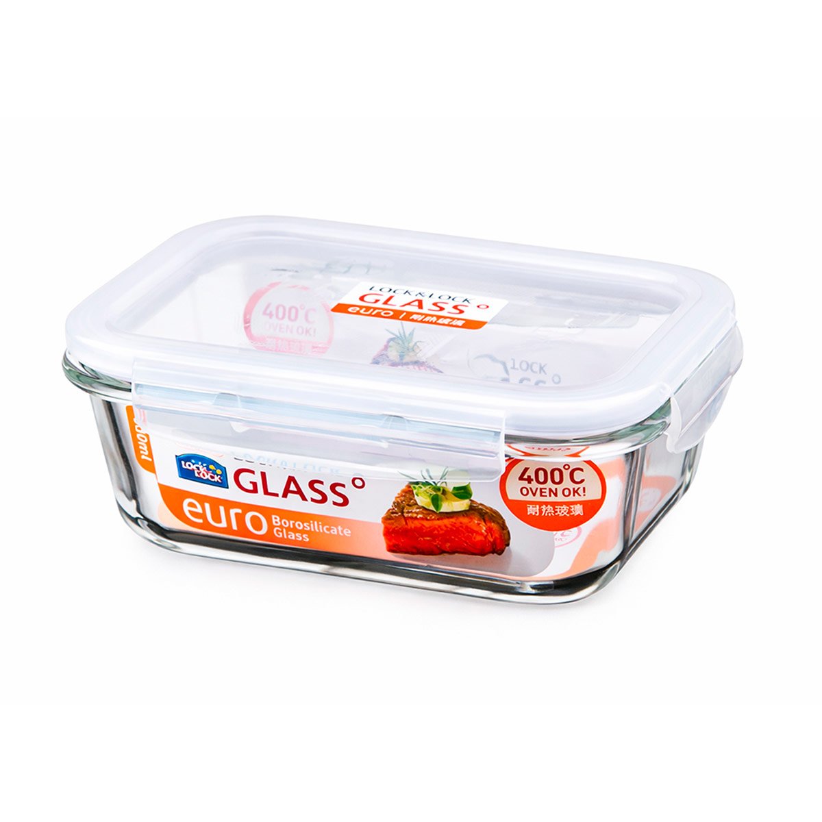 TAPER HERMÉTICO BOROSILICATO EURO RECTANGULAR LOCK & LOCK 630 ML - 2
