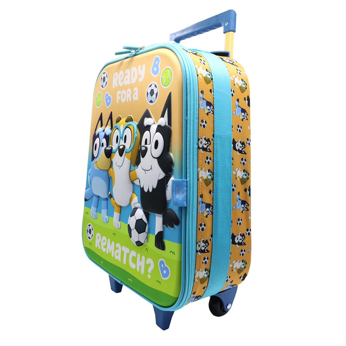 SET ESCOLAR MALETA CON RUEDAS + LONCHERA + CARTUCHERA BLUEY CELESTE
