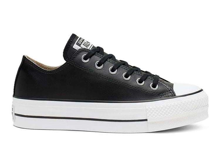 ZAPATILLAS MUJER CONVERSE URBANAS NEGRO LIFT LEATHER OX CLEAN CUERO - 1