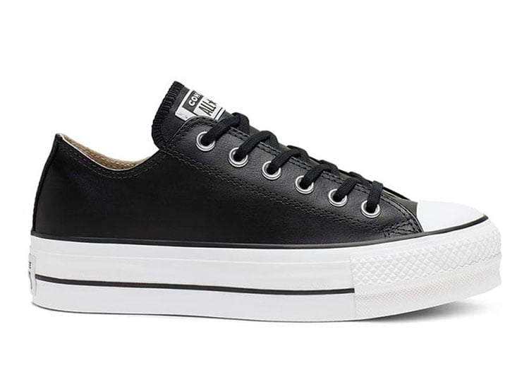 ZAPATILLAS MUJER CONVERSE URBANAS NEGRO LIFT LEATHER OX CLEAN CUERO - 1