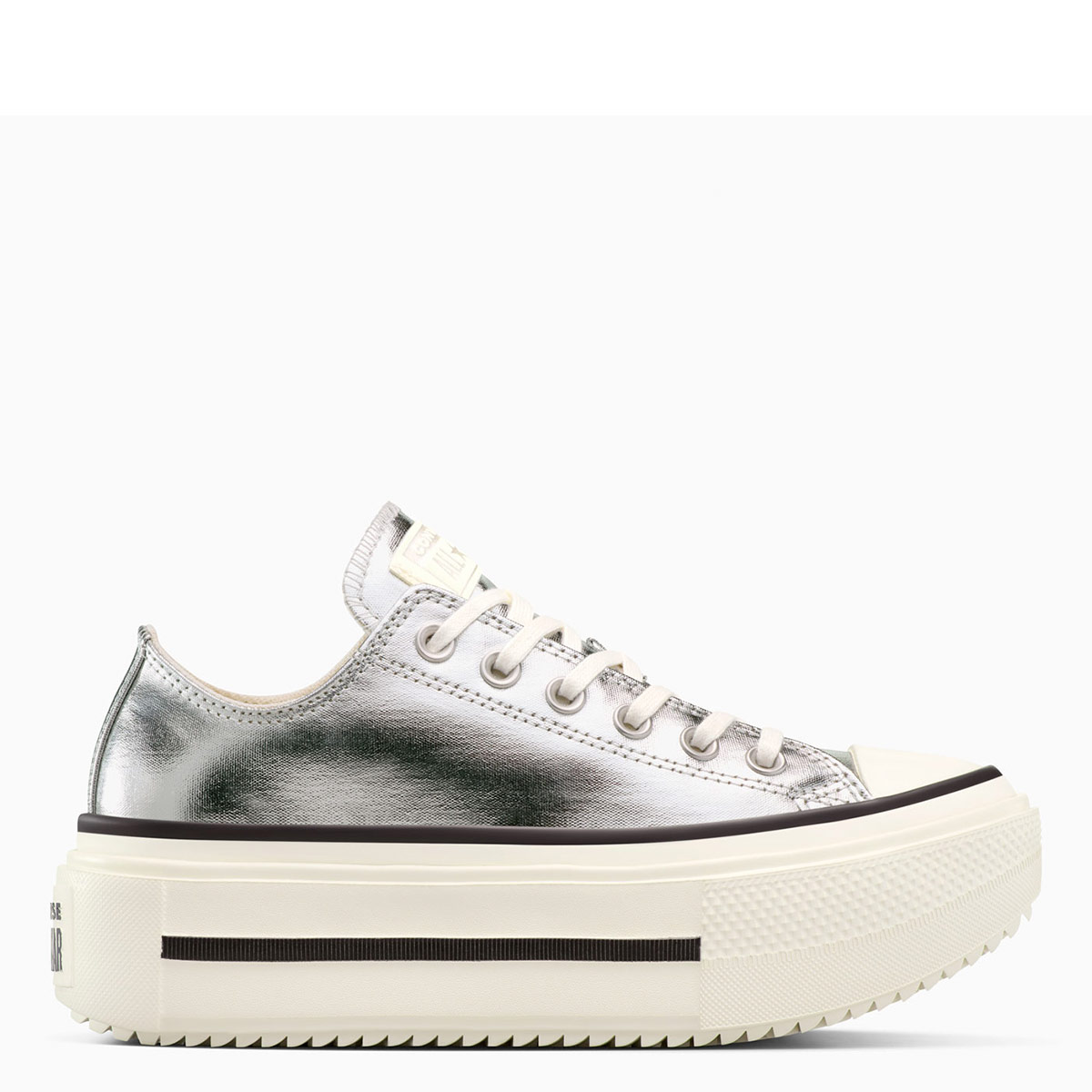 ZAPATILLAS MUJER CONVERSE URBANAS PLATEADO CHUCK TAYLOR ALL STAR DOUBLE STACK PLATFORM METALLIC - 1