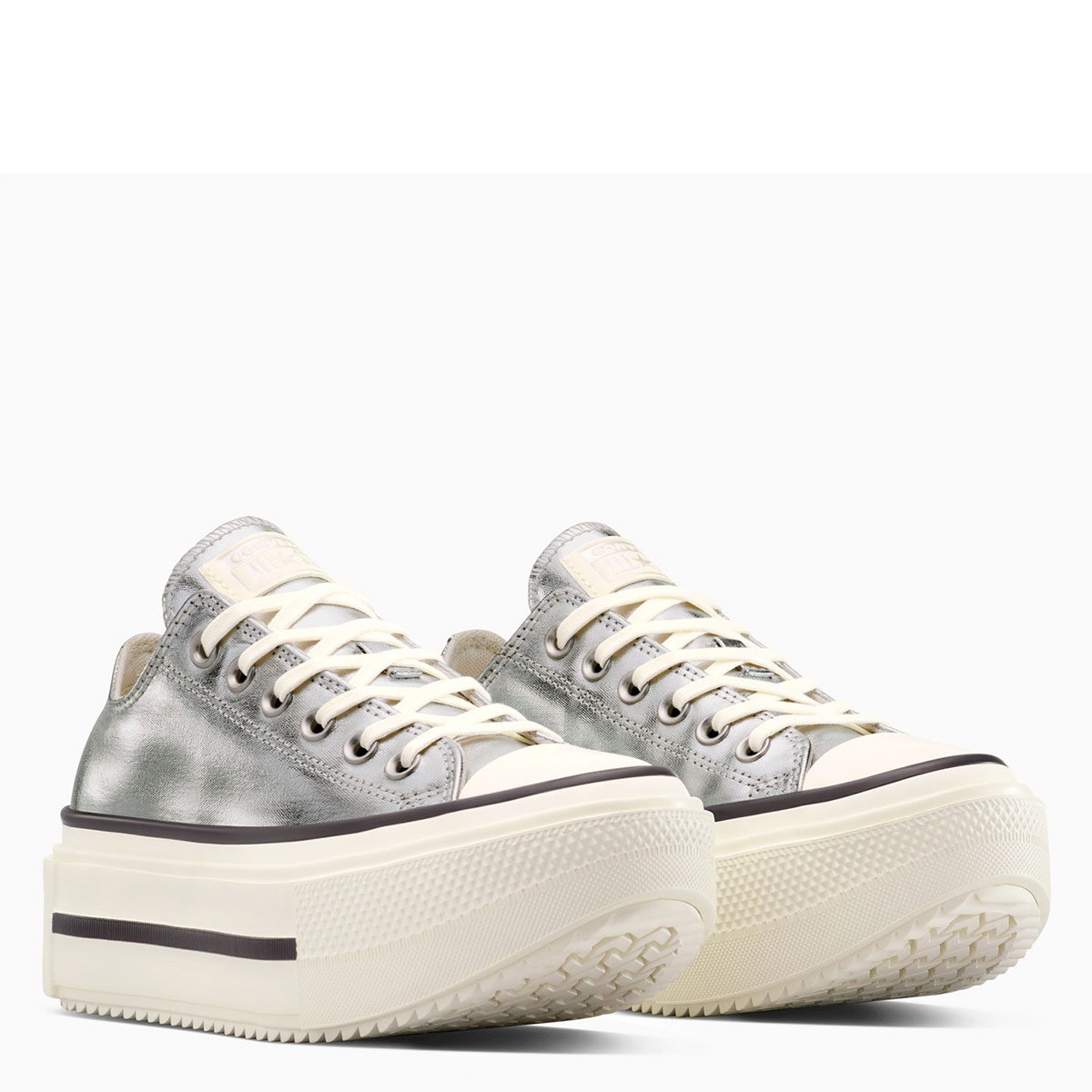 ZAPATILLAS MUJER CONVERSE URBANAS PLATEADO CHUCK TAYLOR ALL STAR DOUBLE STACK PLATFORM METALLIC - 5