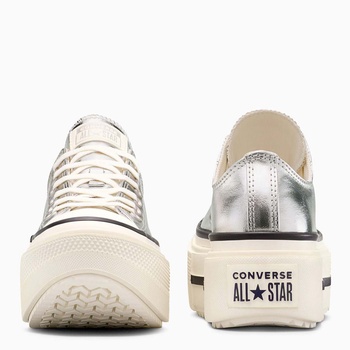 ZAPATILLAS MUJER CONVERSE URBANAS PLATEADO CHUCK TAYLOR ALL STAR DOUBLE STACK PLATFORM METALLIC - 6
