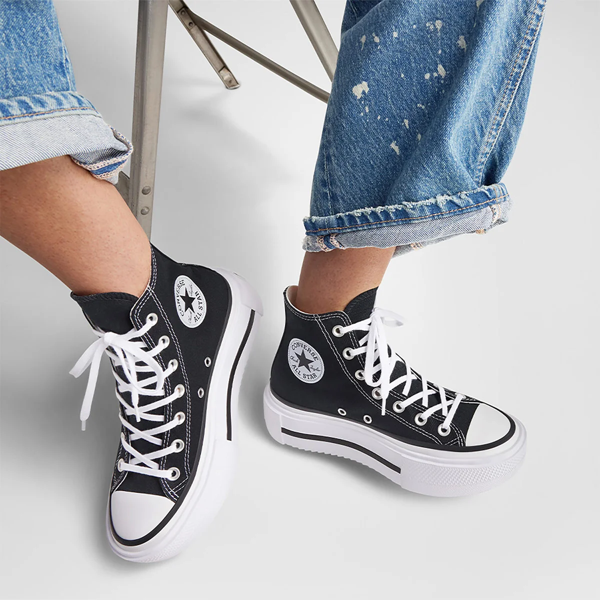 ZAPATILLAS MUJER CONVERSE URBANAS NEGRO CHUCK TAYLOR ALL STAR DOUBLE STACK PLATFORM - 8