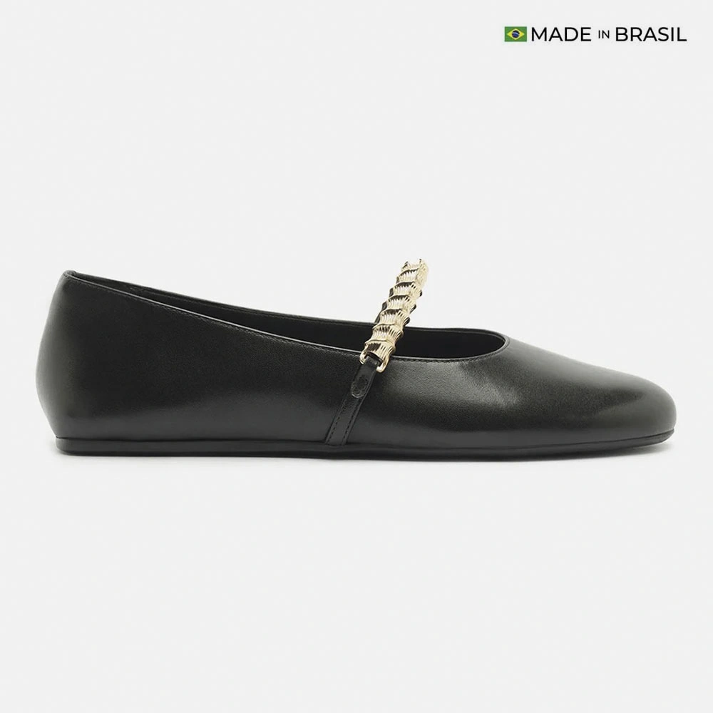 BALLERINAS CUERO MUJER AREZZO NEGRO - 1
