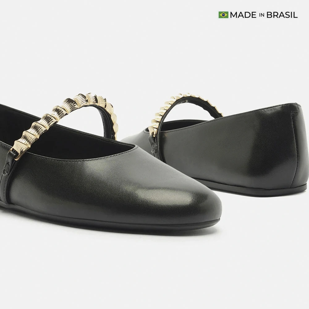 BALLERINAS CUERO MUJER AREZZO NEGRO - 4