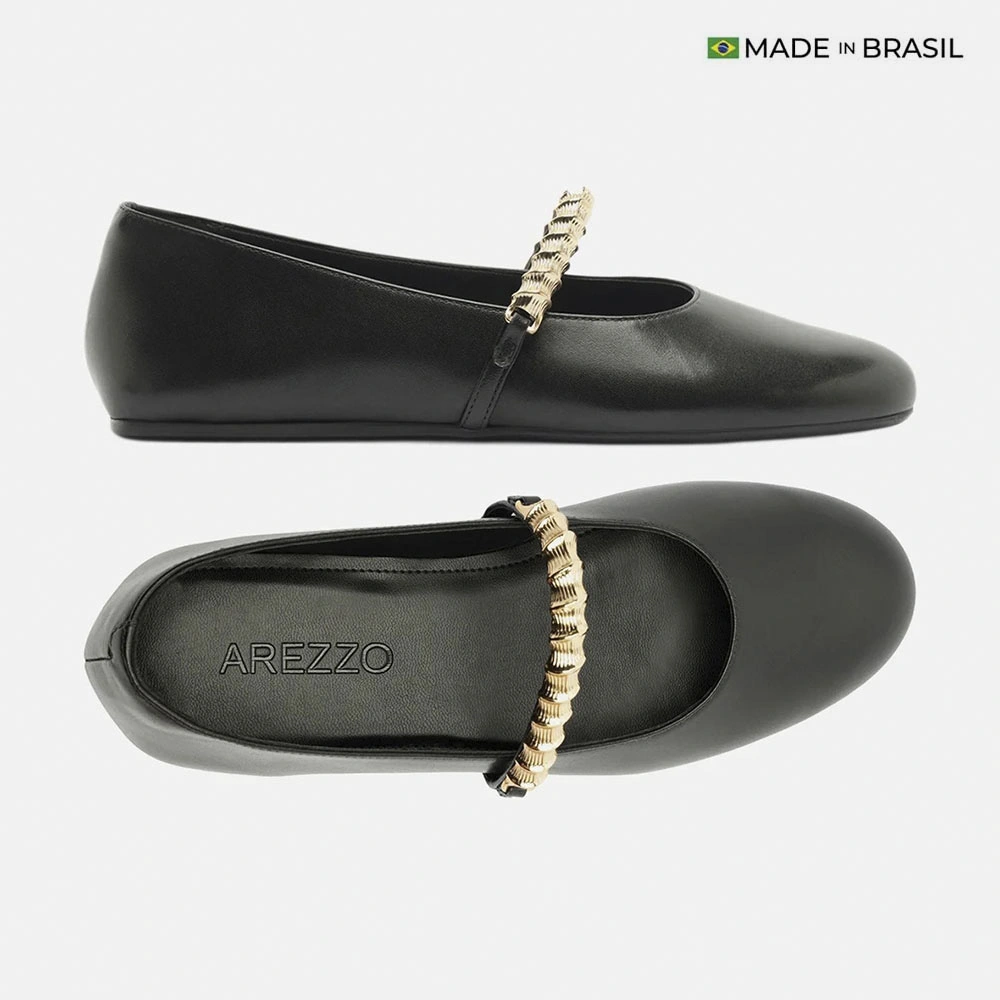 BALLERINAS CUERO MUJER AREZZO NEGRO - 5