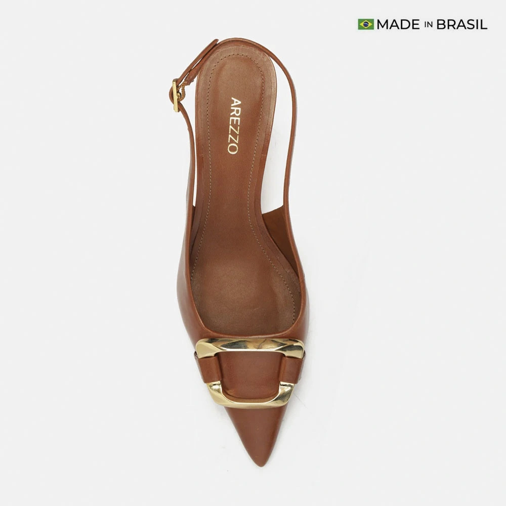 ZAPATOS DE VESTIR CUERO MUJER AREZZO COGNAC - 4