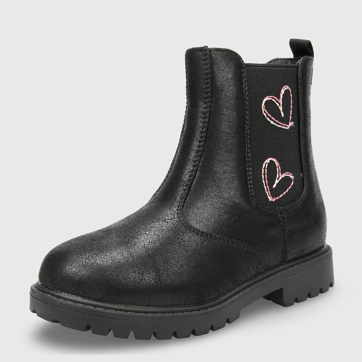 Botín Militar Para Niña XTI Kids | Negro Con Cristales | Cremallera Lateral | Talla 32 | Certificado Vegano