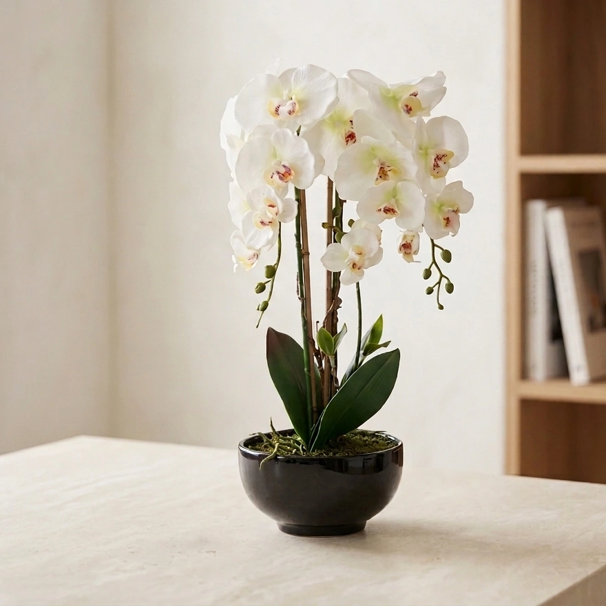 PLANTA RIPLEY HOME ORQUIDEA BLANCA CON MACETA NEGRA - 1