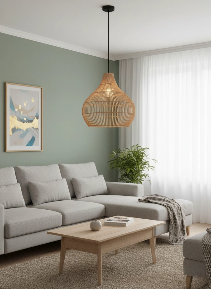 LÁMPARA DE TECHO RIPLEY HOME RATTAN MADERA NATURAL 150 CM - 1