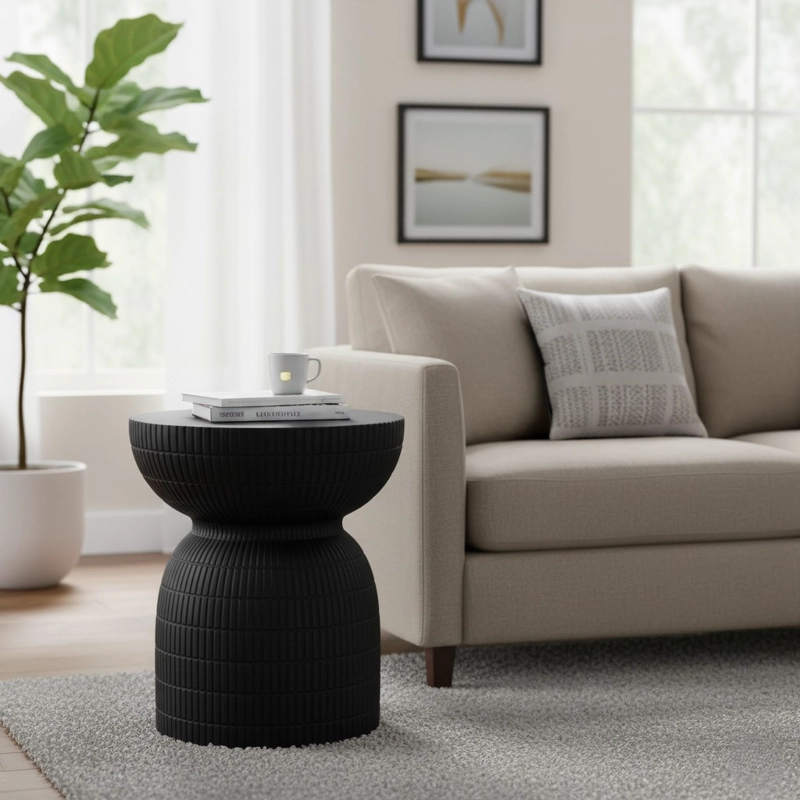 MESA DE APOYO RIPLEY HOME DOBLE LÍNEAS NEGRA 37 X 37 CM - 1