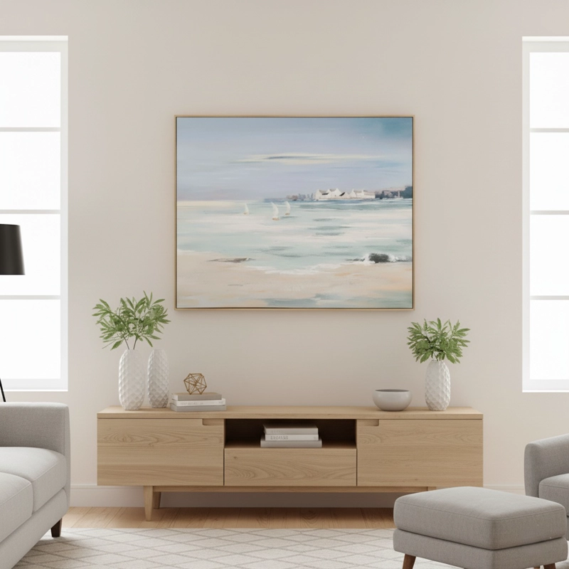 CUADRO RIPLEY HOME PLAYA 3 VELEROS MARINO 60 X 80 CM - 1