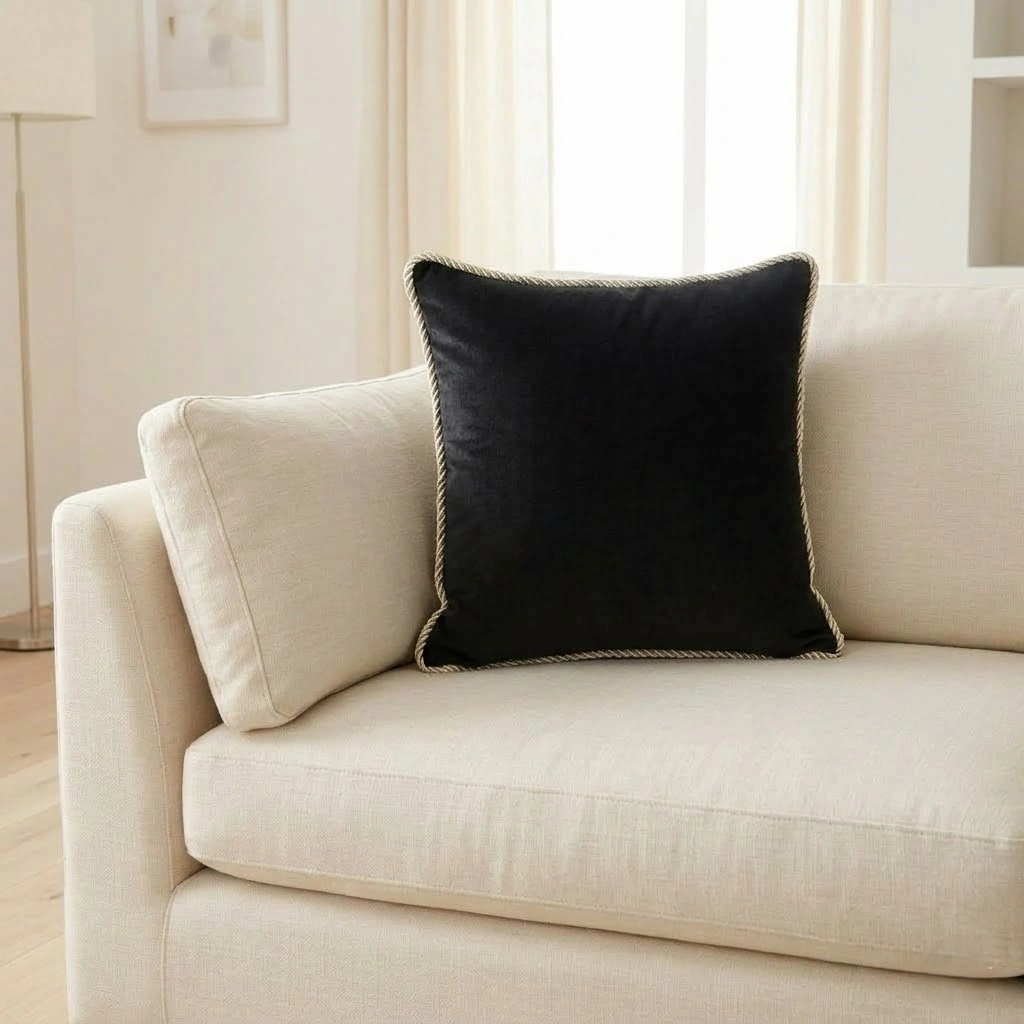 COJIN RIPLEY HOME NEGRO TRENZA BLANCO 45X45 CM - 1