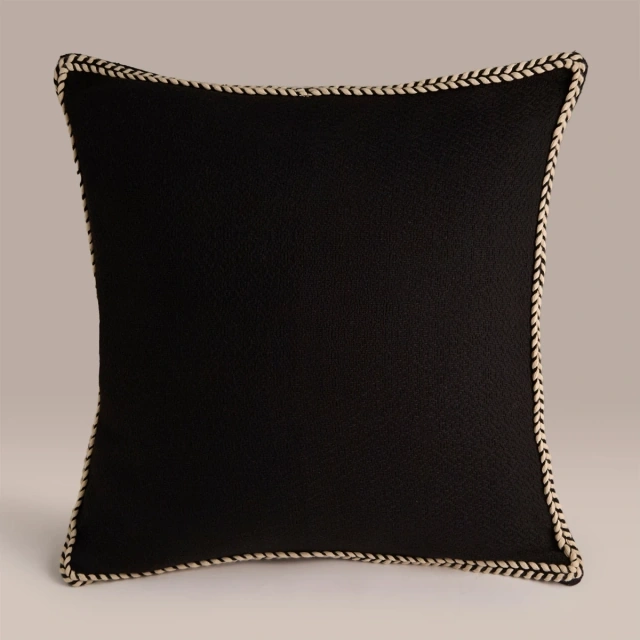 COJIN RIPLEY HOME NEGRO TRENZA BLANCO 45X45 CM - 2
