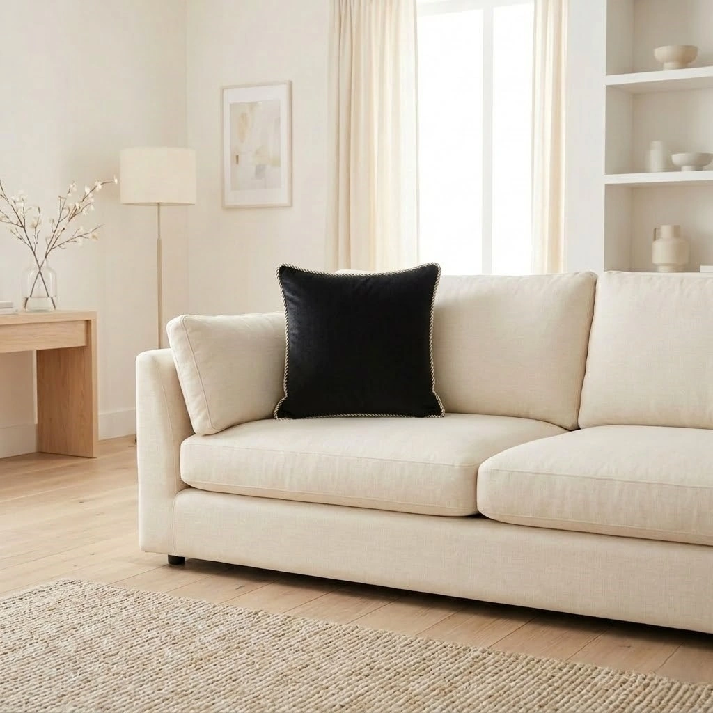 COJIN RIPLEY HOME NEGRO TRENZA BLANCO 45X45 CM - 4