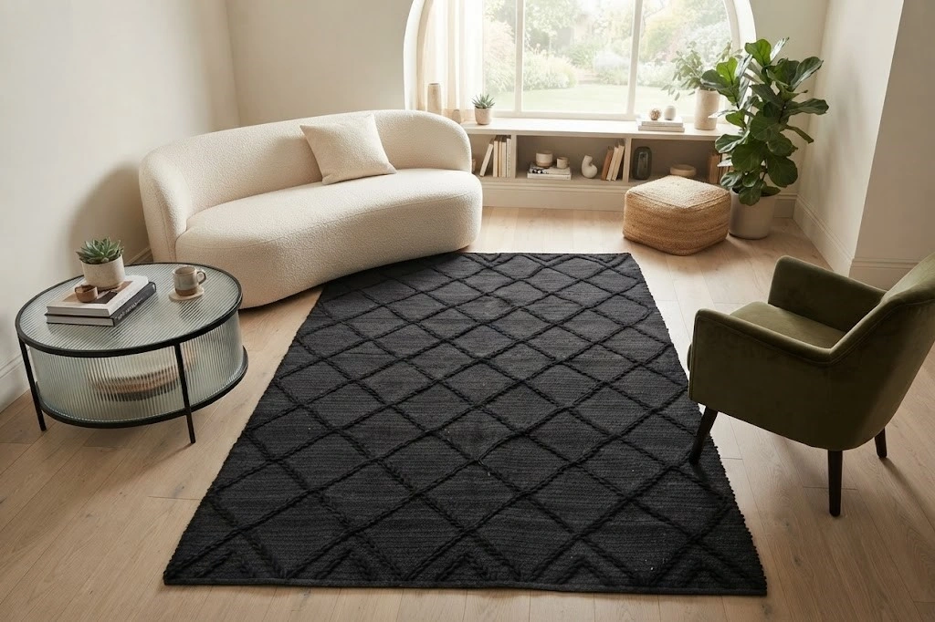 ALFOMBRA RIPLEY HOME INDUSTRIAL ROMBOS NEGRO 170X240 - 2