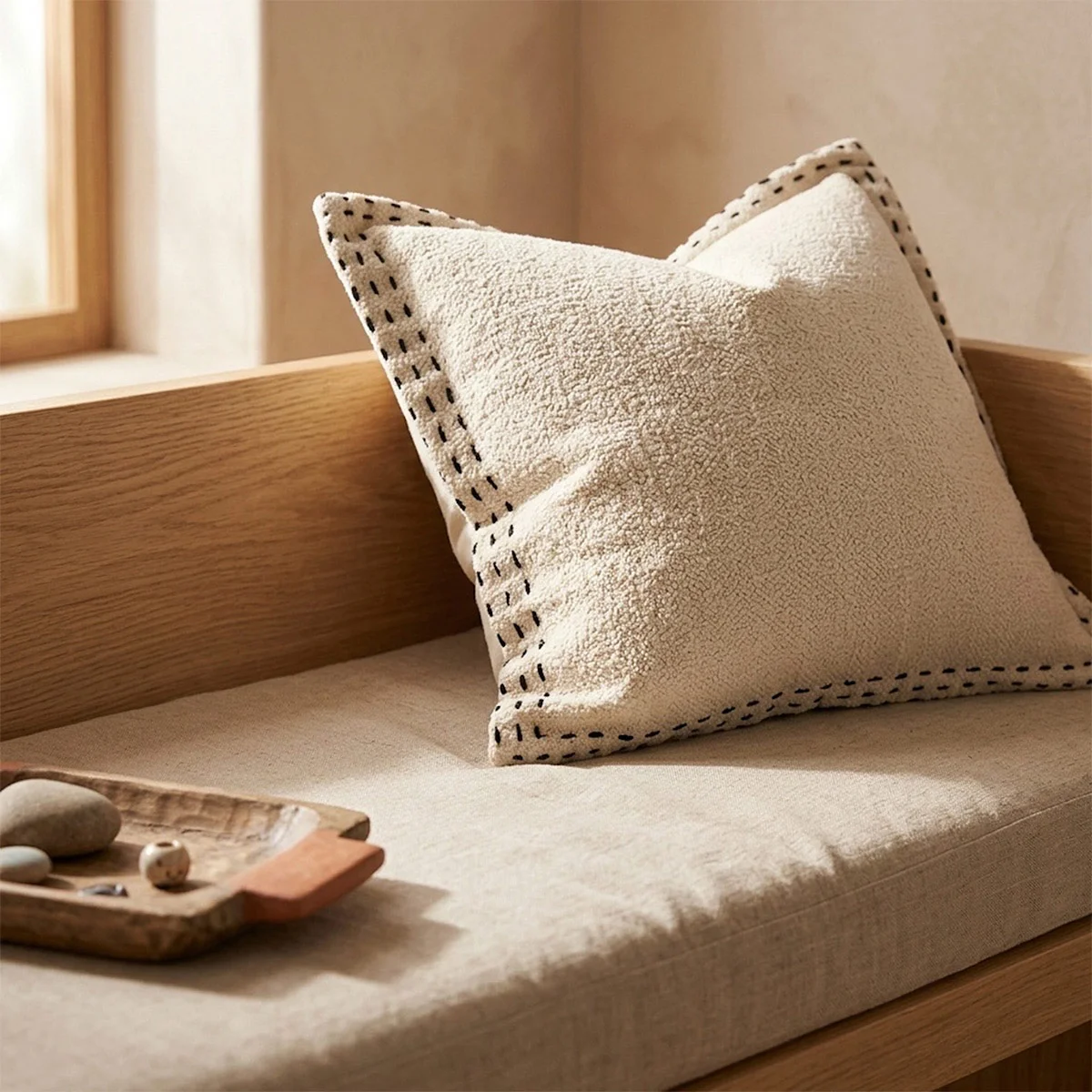 COJIN MAISON LINETT BLANCO STITCHING NEGRO 50X50 MAISON - 1